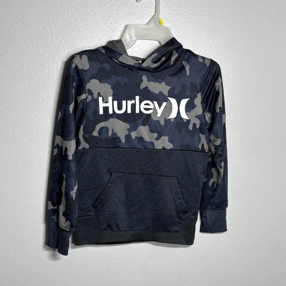 Hurley Kids Boys Gray/Black Camo Pullover Hoodie Sweater size S